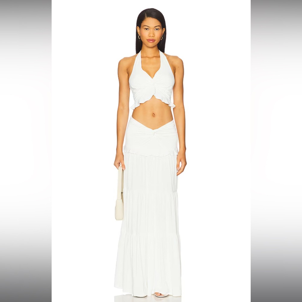 Noelle Maxi Skirt Set in White